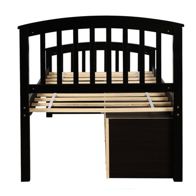 Lit plateforme simple avec rangement en pin massif, support de matelas à 10 lattes, capacité de 200 lb