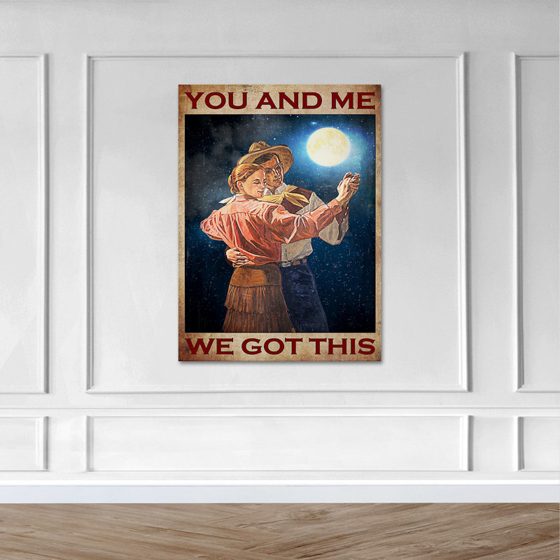 Couple dansant sous le clair de lune - Toile tendue avec la galerie «You and me, we Got this», H 20 po x l 16 po x P 2 po