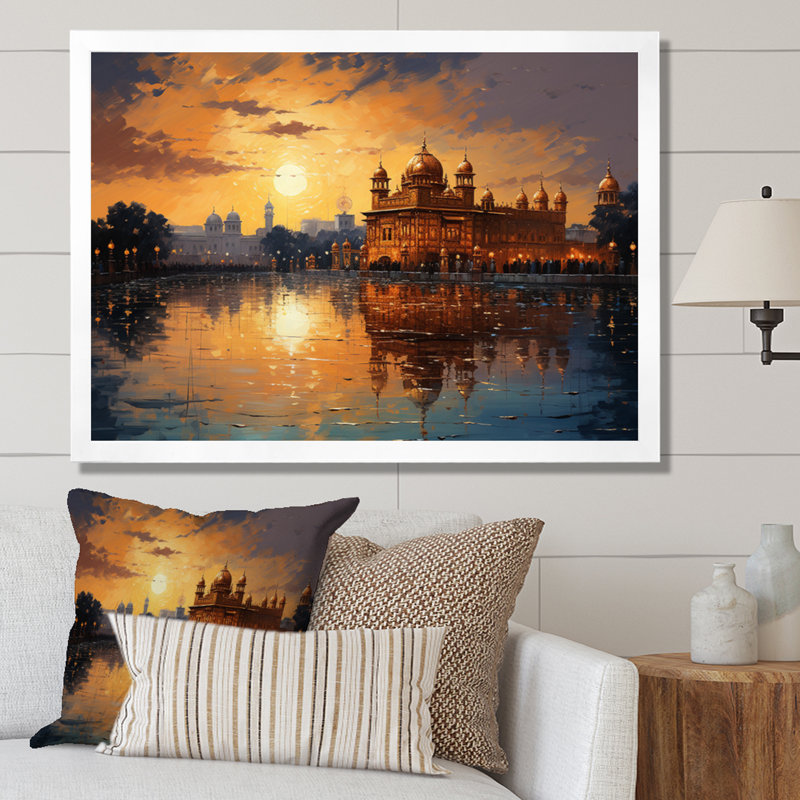 «Hinduisim Golden Temple II - Hindouisme», art mural, Cadre simple blanc, H 30 po x l 40 po x P 1,5 po