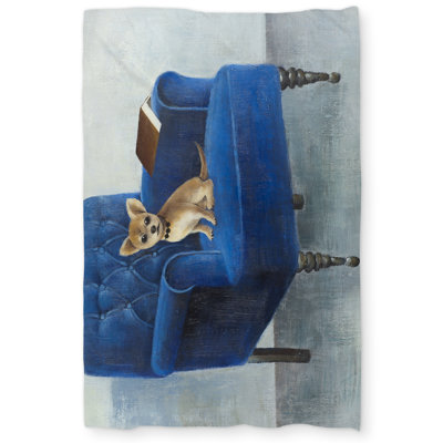 Chihuahua on a Blue Armchair - Contemporary Blue Duvet Cover