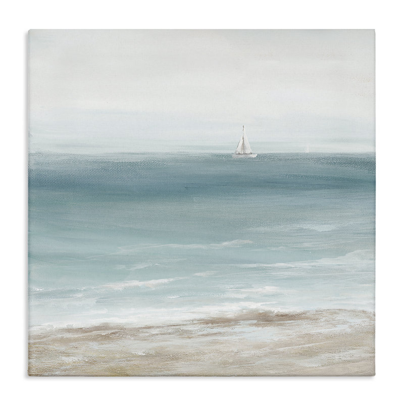 Art mural sur toile "Voilier blanc lointain" par Nan, H 24 po x l 24 po
