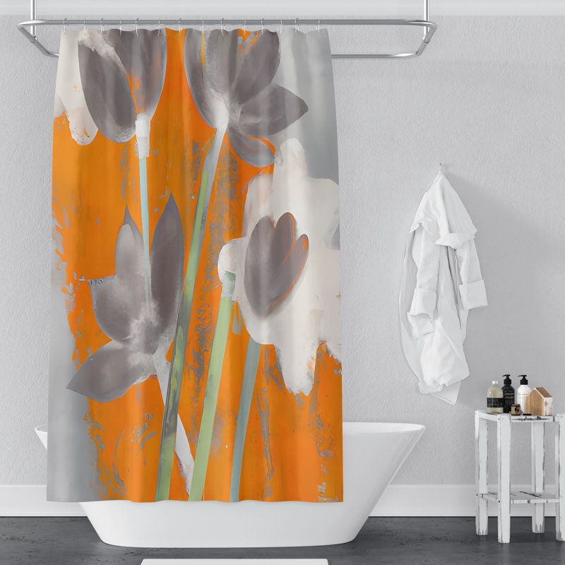 Vouni Floral Shower Curtain, 93" H x 70" W