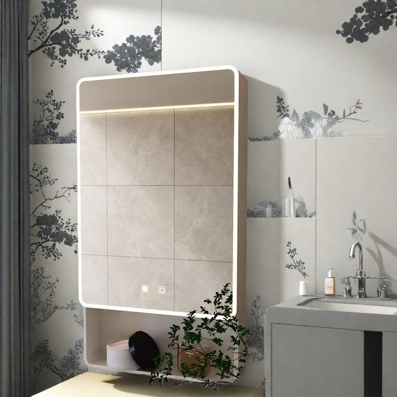 Armoires à pharmacie anti-buée à DEL, rangement en plastique moderne pour salle de bain en aluminium