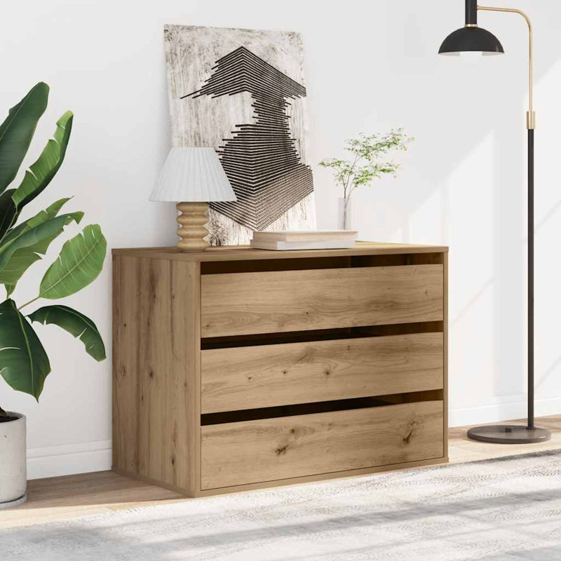 Corner Chest Of Drawers Engineered Wood, Artisian Oak, 58cm H x 80cm W x 41cm D
