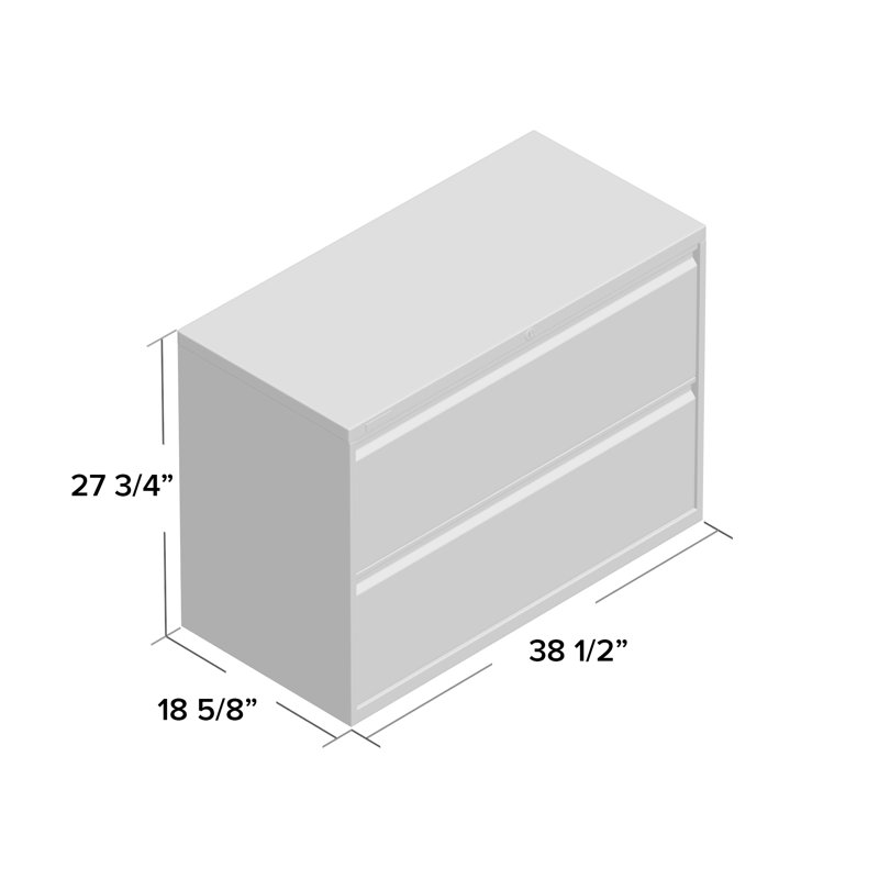 Light Gray Lockable 2-Drawer Legal Size Lateral File Cabinet