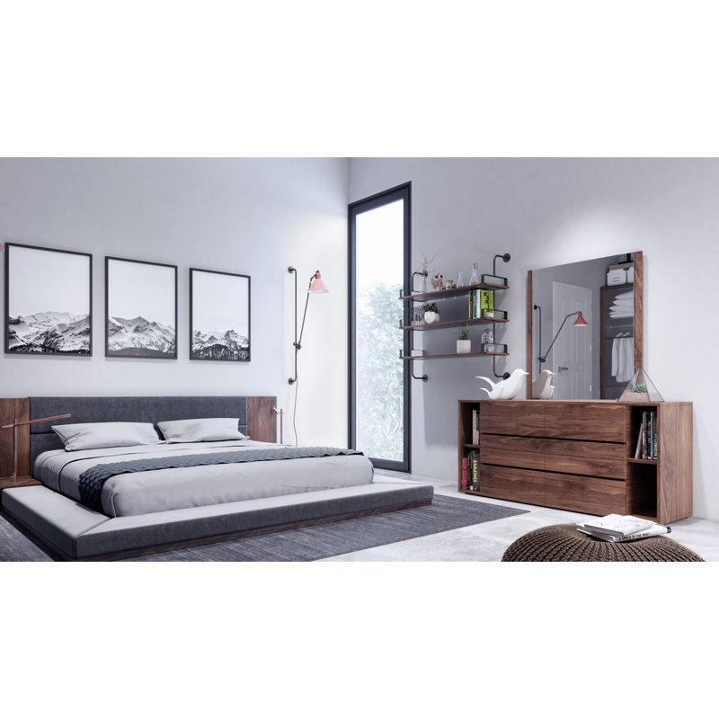 Commode double à 6 tiroirs avec Miroir Pattersen, Noyers