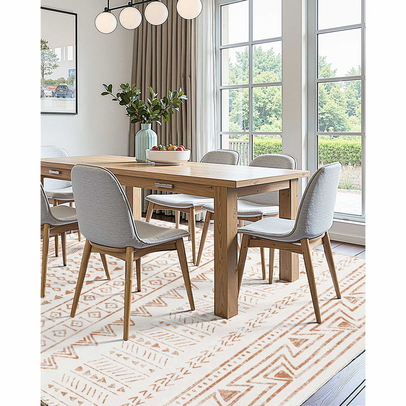 Tapis de sol large antidérapant et résistant aux déchirures beige moderne, Rectangle 6 pi x 9 pi