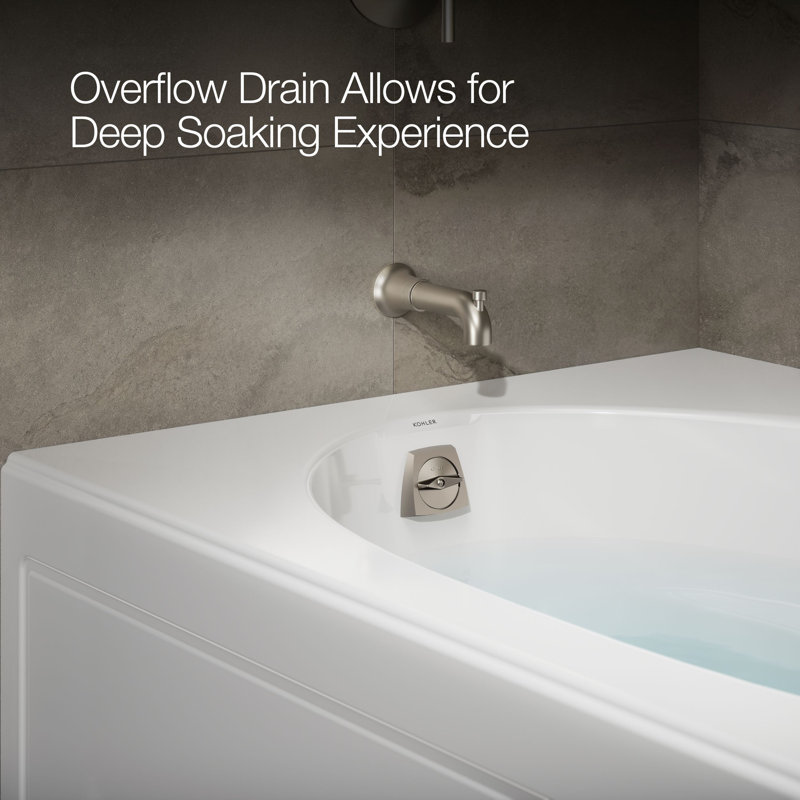 Windward® 60" x 42" Alcove/Tile In Soaking Acrylic Bathtub, White, Left