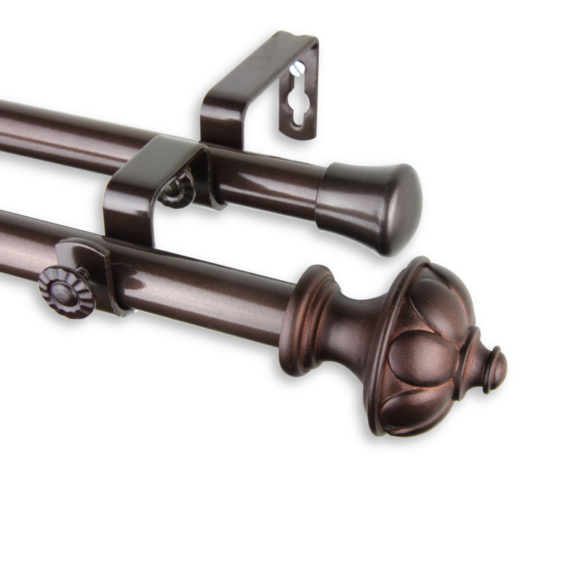 Kravitz Adjustable 0.81'' Double Curtain Rod, Cocoa, 48" - 84"