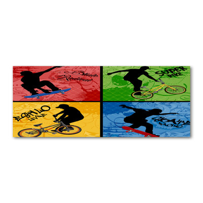 Bike And Skateboard - No Frame Print on Canvas