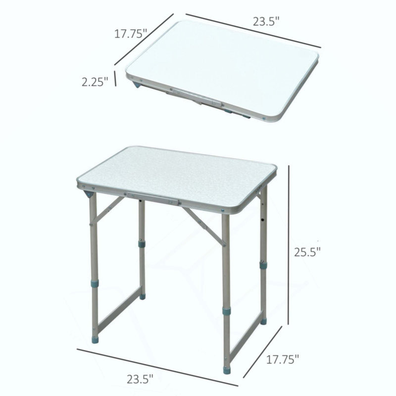 Table de camping portable avec des hauteurs réglables et une conception compacte, parfaite pour une utilisation extérieure et intérieure