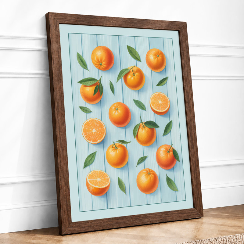 Citrus & Shadows Modern - Framed Print, A2 - 59.4 x 42.0 cm, Walnut