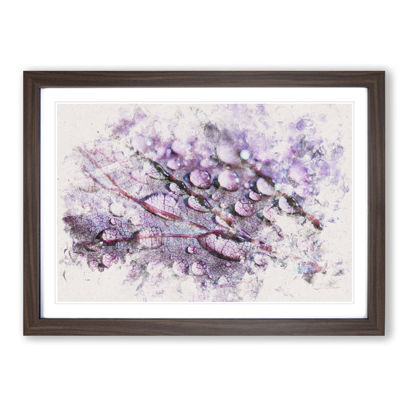 Dewdrops Upon A Lilac Leaf - Single Picture Frame Painting on MDF, 62cm H x 87cm W x 2cm D, Walnut Framed