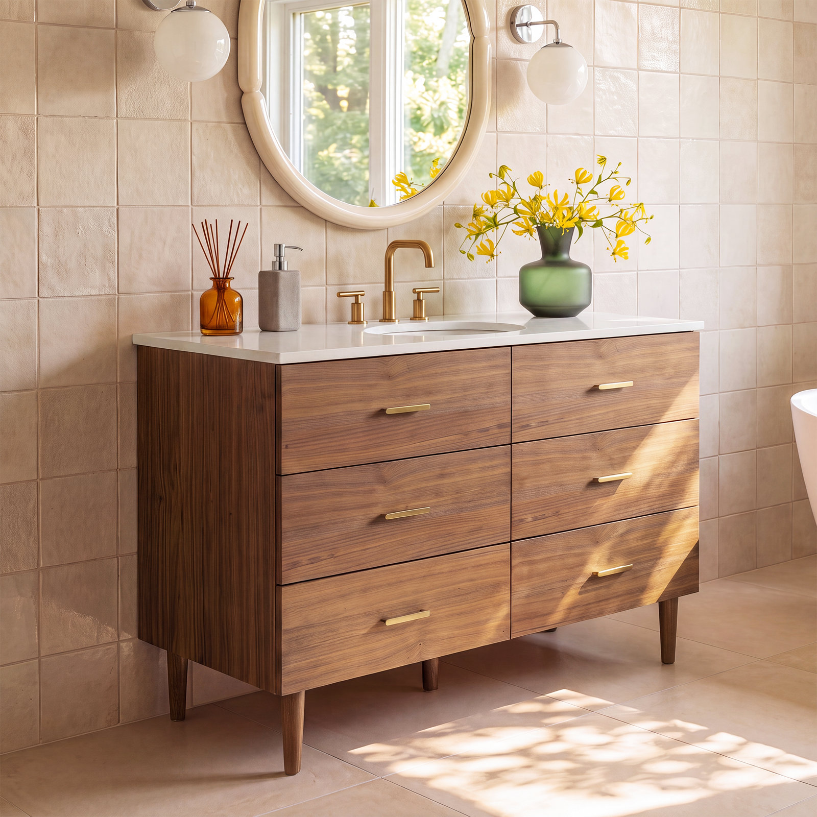 Dondi 42" Walnut Single Bathroom Vanity
