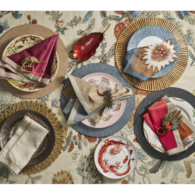 Dip Dye Linen Napkin, Cranberry/Orange