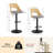 Beech Wood Middle Back Bar Stools Height Adjustable Bar Chairs With Footrest, Set Of 2-817744999
