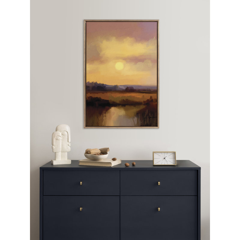 «Farm and Sun» par Mary Sparrow, reproduction d'art sur toile encadrée