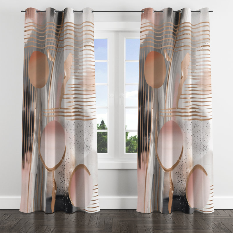 Andan - Rideau occultant avec œillets Modern Shapes - 1 panneau, L 52 po x L 108 po, Silver Grommets