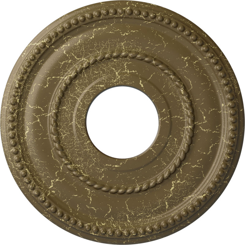 Médaillon de plafond Endurathane Valeriano, DE 12 1/8 po x P 3 5/8 po x P 3/4 po (convient aux auvents jusqu'à 6 1/4 po), fini craquelé de boue Mississippi peint à la main