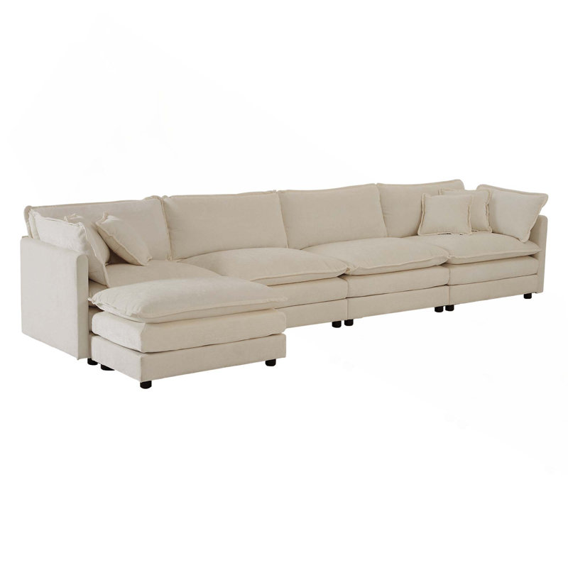 Canapé modulaire modulaire convertible en forme de U 5 places avec repose-pieds pour une combinaison flexible et confortable