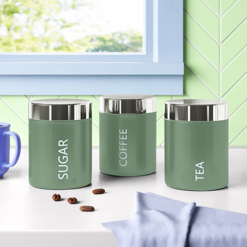 Surrett Metal Jar - Set of 3, Pistachio