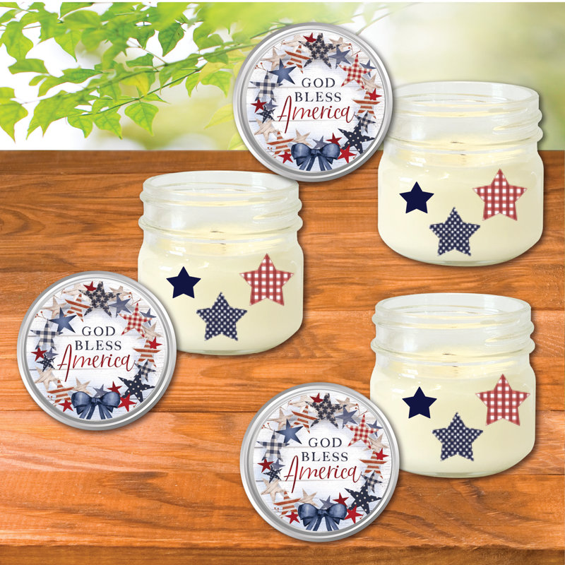Celebrate 250 God Bless America Wreath 4 oz Citronella bougie en cire de soja 3 pièces Ensemble