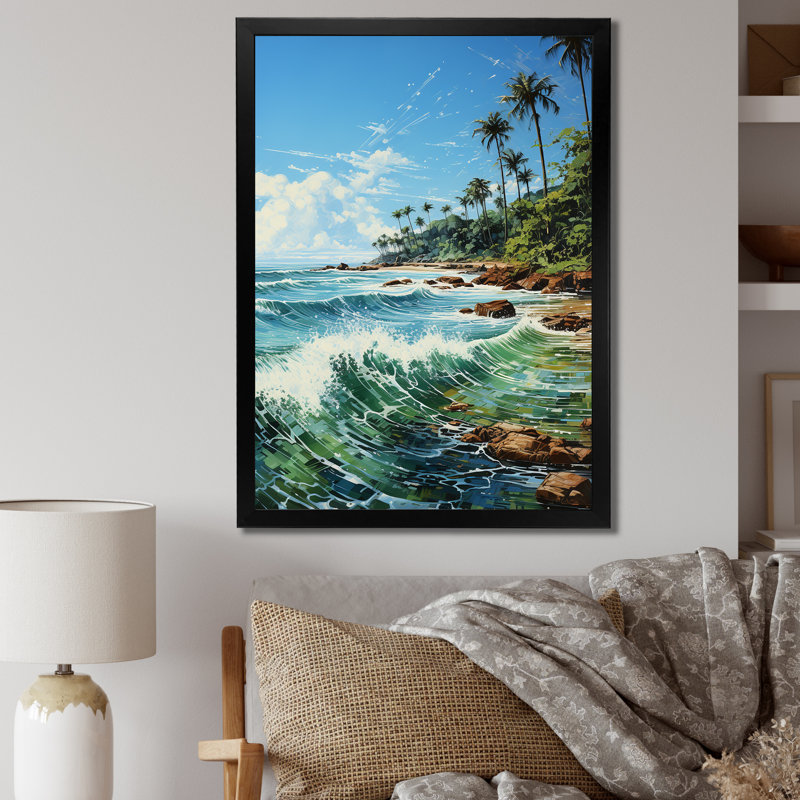 Beniah Palm Trees Palms V, reproduction d'art sur toile, H 20 po x l 12 po x P 1 po, Cadre photo noir