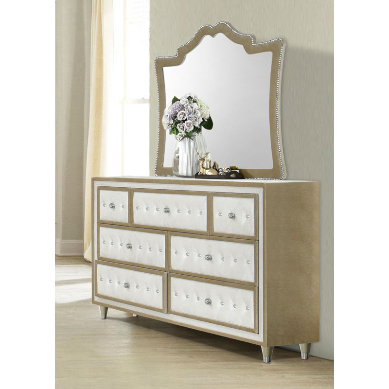 Commode 60,90 po avec miroir Modern Classics, ivoire / brun clair