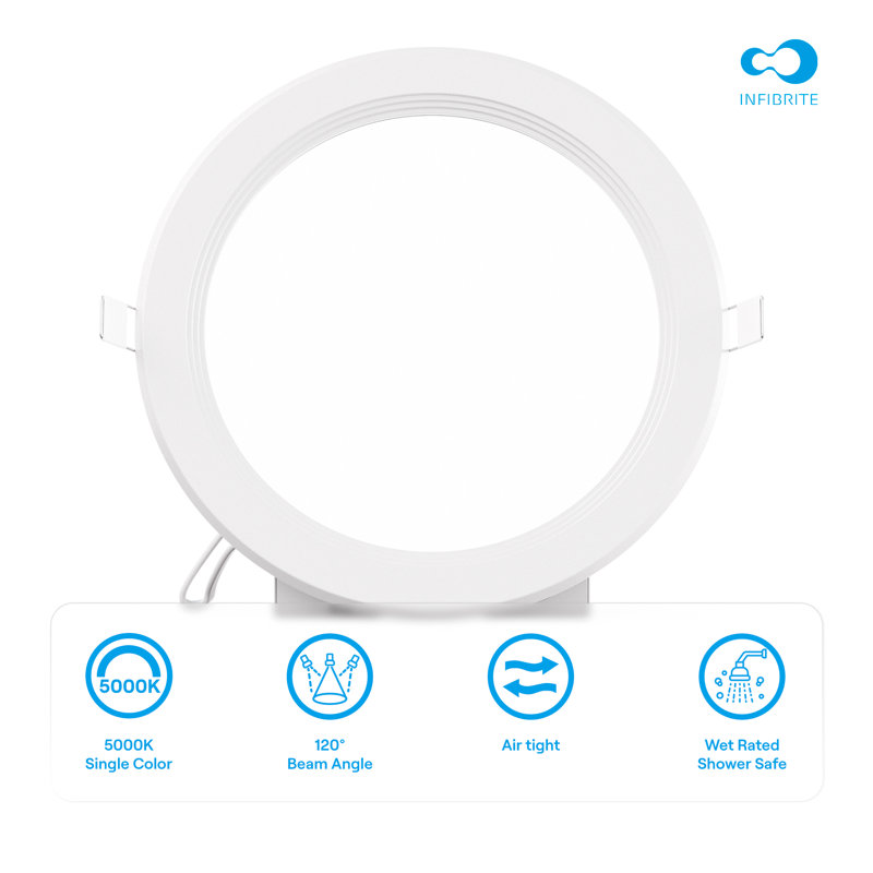 Ensemble de 6 lumières à DEL encastrées Infibrite Thin, 6 pouces, 5000 K, Blanc