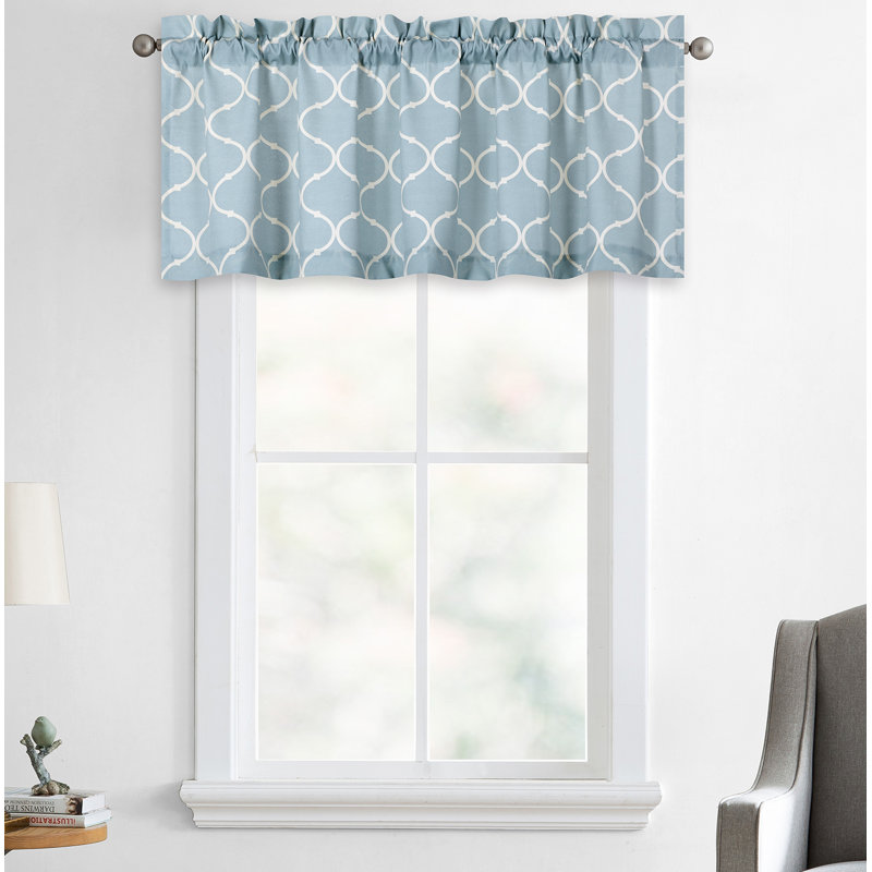 Kacey Cotton Blend Geometric Window Valance, Maison Restoration Green