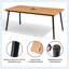 Ensemble de salle à manger 6 personnes L 70,87 po x L 33,07 po avec structure en aluminium, trou pour parasol et chaises sans accoudoirs-236840425-236577426