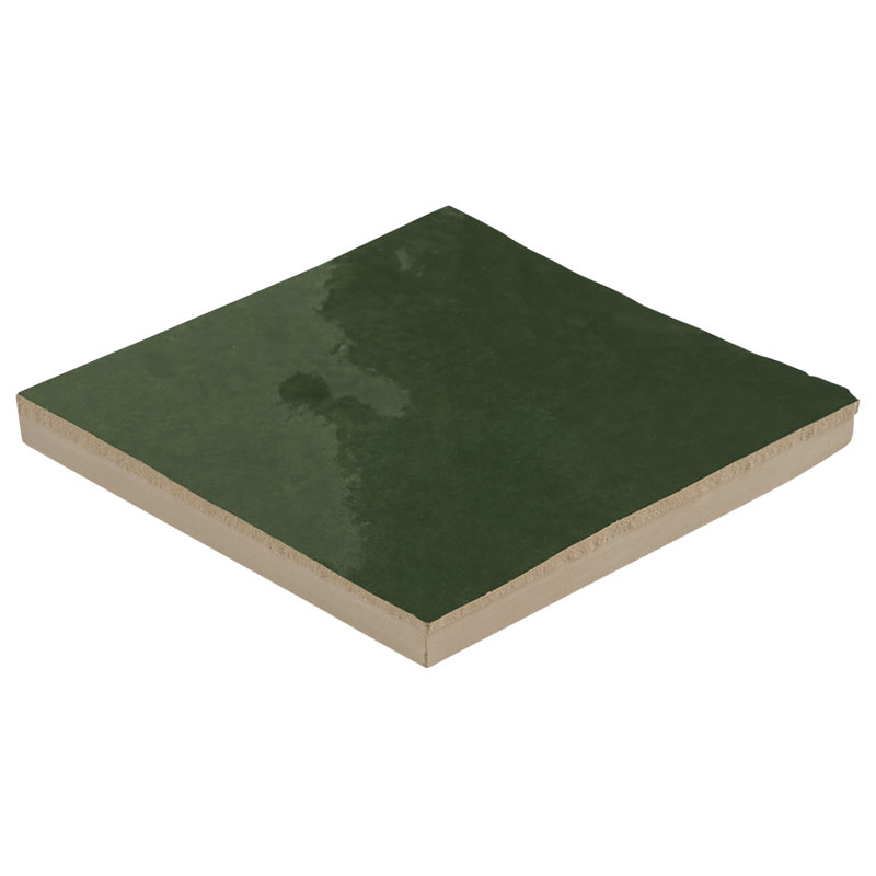 Virello 4x4 Glossy Ceramic Wall Tile, Forest Green