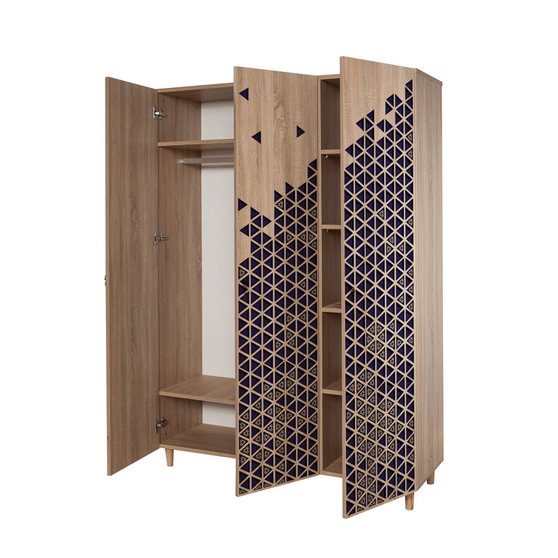 Armoire Zelma, Bleu / chêne