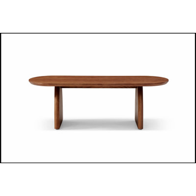 Mid Century Modern Oval Coffee Table With Solid Wood Veneer, Walnut Accent For Living Room, Durable And Stylish