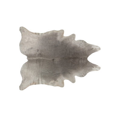 6' X 7' White and Gray Cowhide Hand Knotted Area Rug