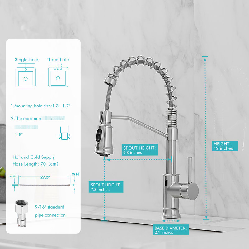 Hands Kitchen Faucet - Touchless Automatic Smart Contemporary Design With Brushed Nickel, Ceramic Filler, Brass Construction Sink Nickel Finish, For