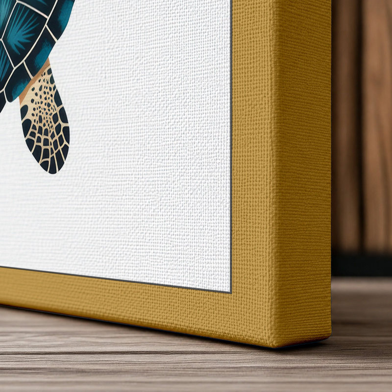 Turtle Geometric - Wrapped Canvas, 36x24 - 91.4 x 61.0 cm, Ochre Border