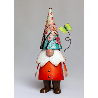 Gnome Holding A Butterfly Garden Sculpture