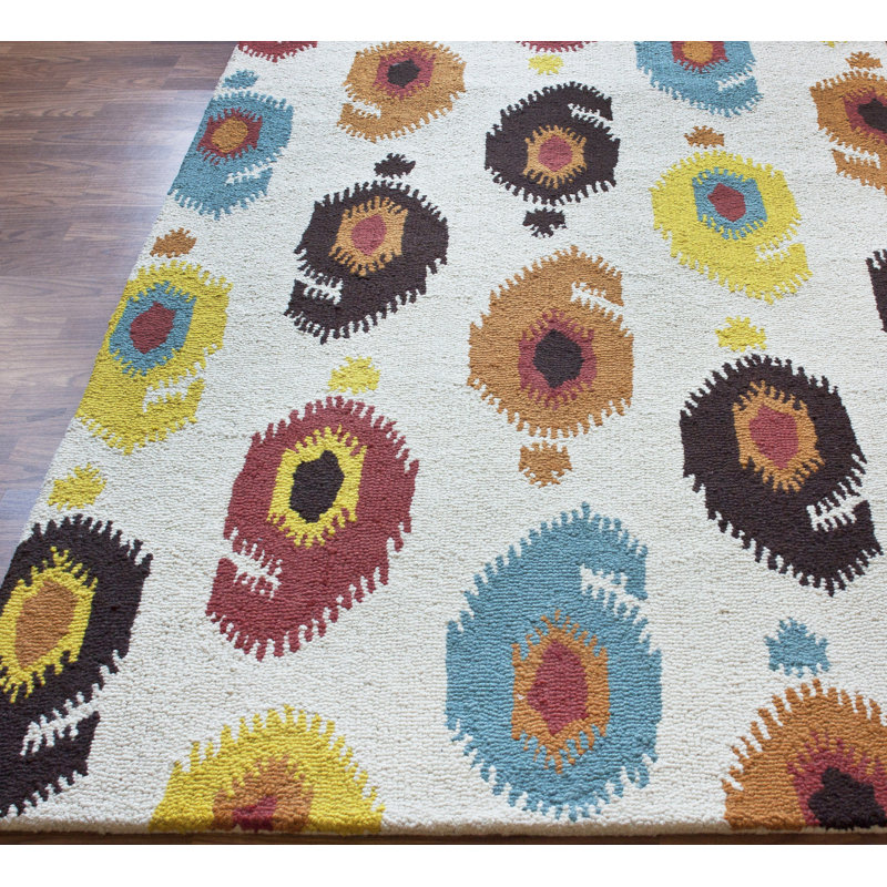 Tapis ivoire Adalise Serene Ikat, Rectangle 4 pi x 6 pi