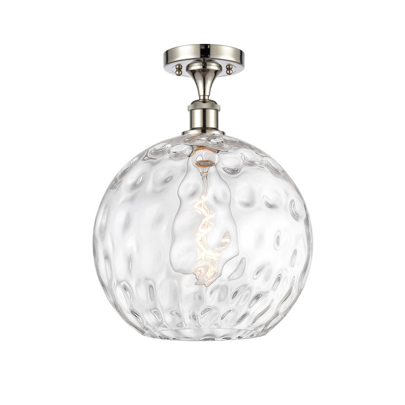 Plafonnier semi-encastré 1 lumière 8 po Cindi, Ampoule non incluse, H 17 po x l 12 po x P 12 po, Nickel poli