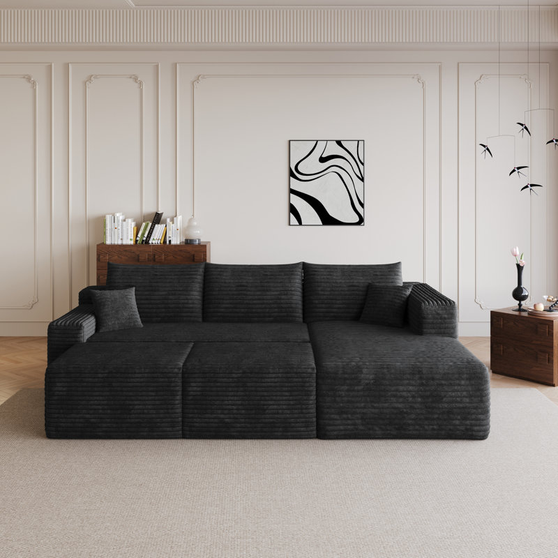 Canapé modulaire en velours côtelé 95 pouces