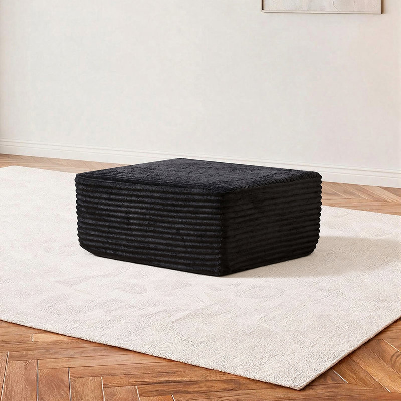 Pouf de sofa, aucun assemblage requis, noir, tissu duveteux
