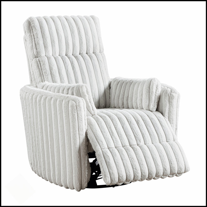 Luxurious Corduroy Upholstered Swivel Glider Reclining Chair With Plush Comfort And Matching Pillows For Modern Living
