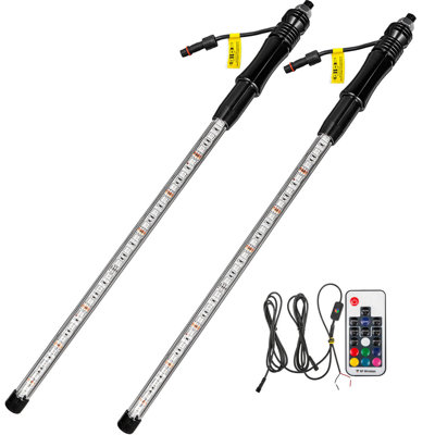 2 lumières DEL de 3 pi avec fouets lumineux RVB pour UTV ATV 20 couleurs