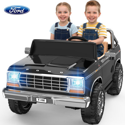 DEARAUTO Licence de voiture 2 places F-150 24V pour enfants de DEARAUTO de 1973, jouets électriques avec télécommande pour parent, roue puissante de 400 W, lumières DEL, lecteur de musique, 3 à 8 ans