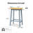 Solid Wood Bar Stools (Not Cheap Iron), 25.6" Tall Set Of 2 Bar Chairs, Kitchen Counter Stools With Footrests, Farmhouse Stools For Dining Room, Kitchen, Counter, Grey Blue-624555342