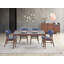 Chaise d'appoint rembourrée bleue et noyer-171565596