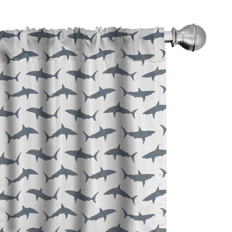 Sea Animals Semi-Sheer Rod Pocket Curtain Panel, 28" x 63"