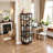 5-Tier Corner Bookshelf 360° Spinning Display Floor Standing Shelf, Wood & Metal Storage Organizer