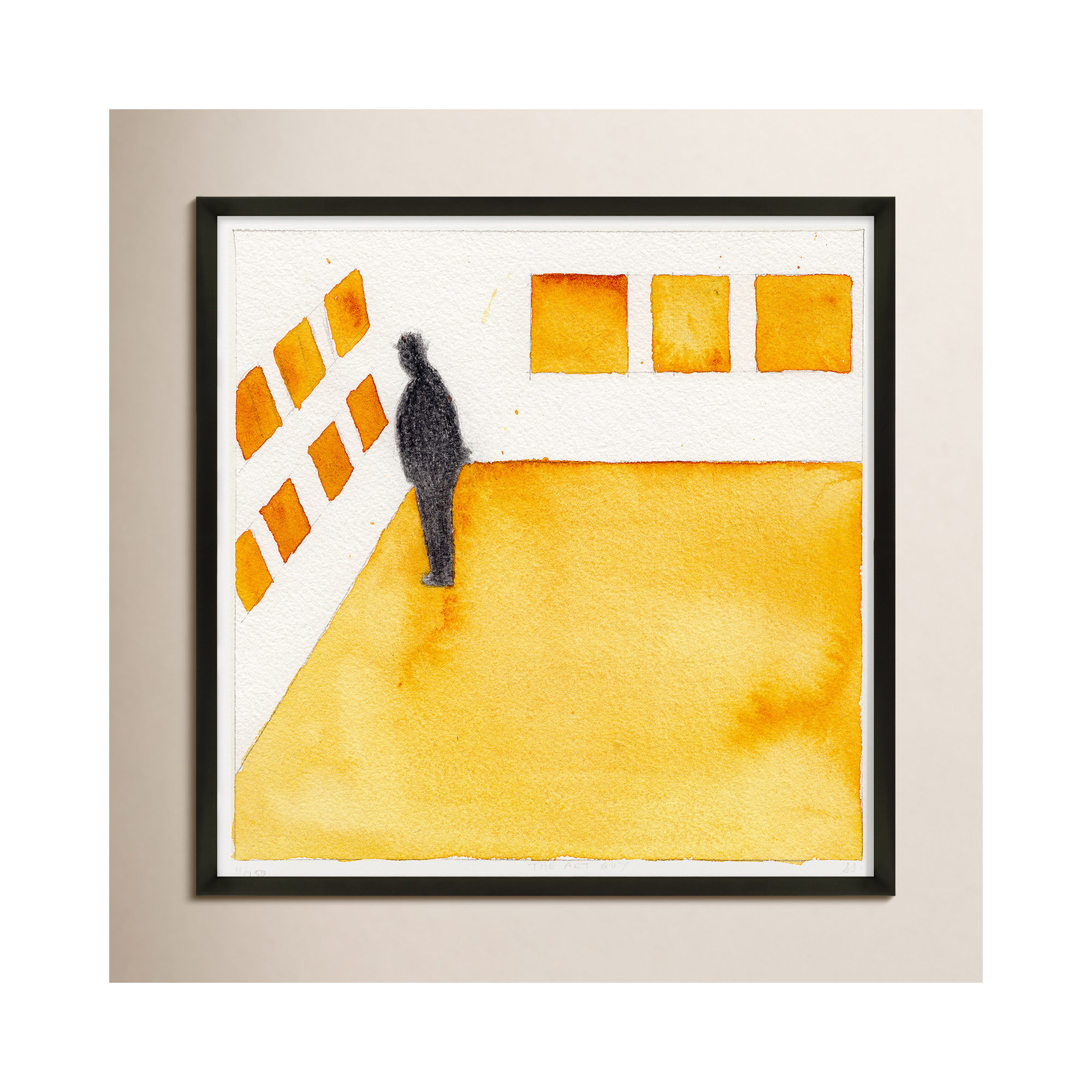 Art Guy by Simon Schneiderman, 36" H x 36" W, Black Framed